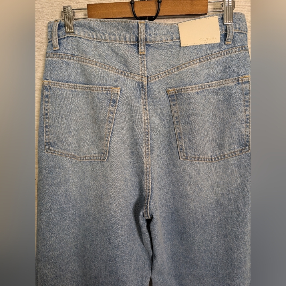 DL1961 Hepburn High Rise Wide Leg Vintage Upcycled Light Distressed 2 Tone Jeans - Picture 9 of 15
